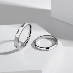 Sterling Silver Promise Ring Set with Reflective Love Message