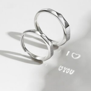 Sterling Silver Promise Ring Set with Reflective Love Message