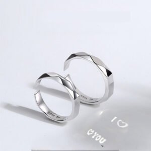 Sterling Silver Promise Ring Set with Reflective Love Message